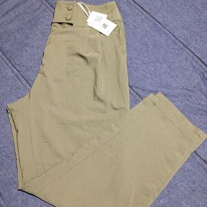 Grace Karin Dark Olive Green High-Waisted Trousers